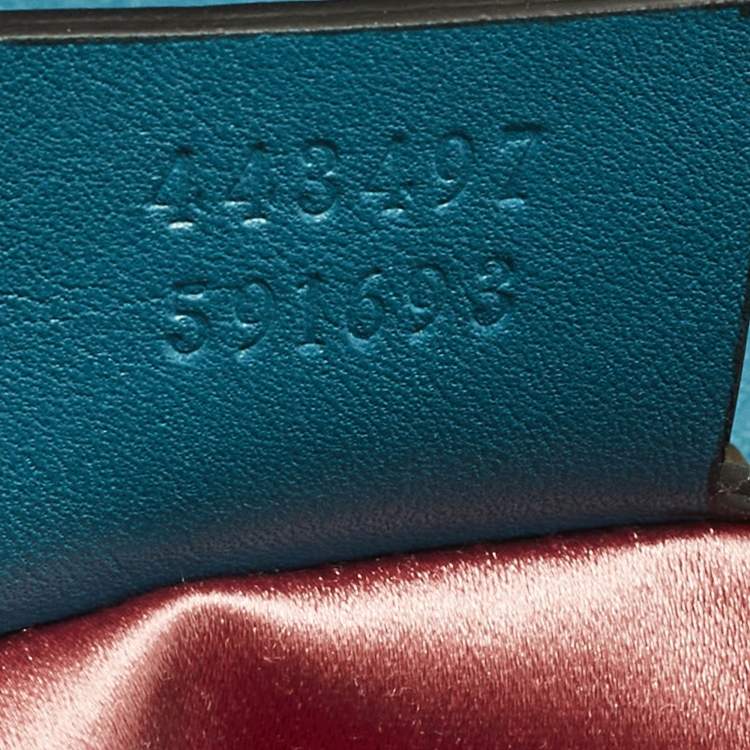 Pre Owned Gucci GG Marmont Small Blue Matelasse Velvet Flap Shoulder Bag