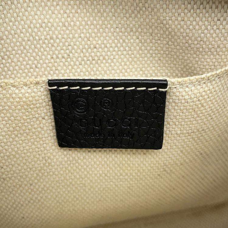 Pre Owned Gucci Soho Interlocking G Shoulder Bag Black/Beige Leather