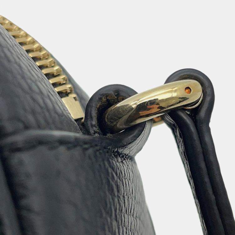 Pre Owned Gucci Soho Interlocking G Shoulder Bag Black/Beige Leather