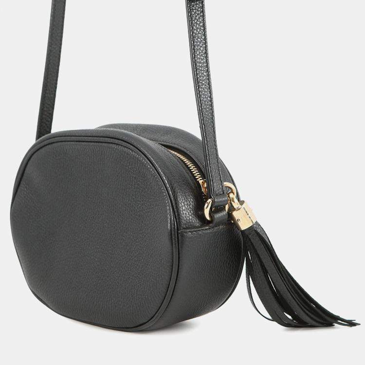 Pre Owned Gucci Soho Interlocking G Shoulder Bag Black/Beige Leather