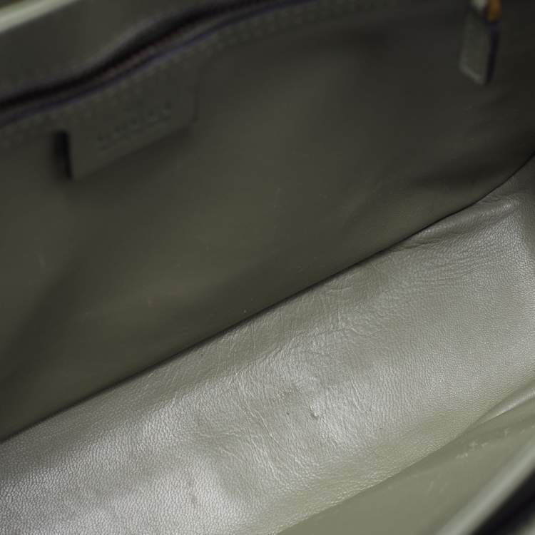 Pre Owned Gucci Jackie Olive Green Python Flap Shoulder Bag