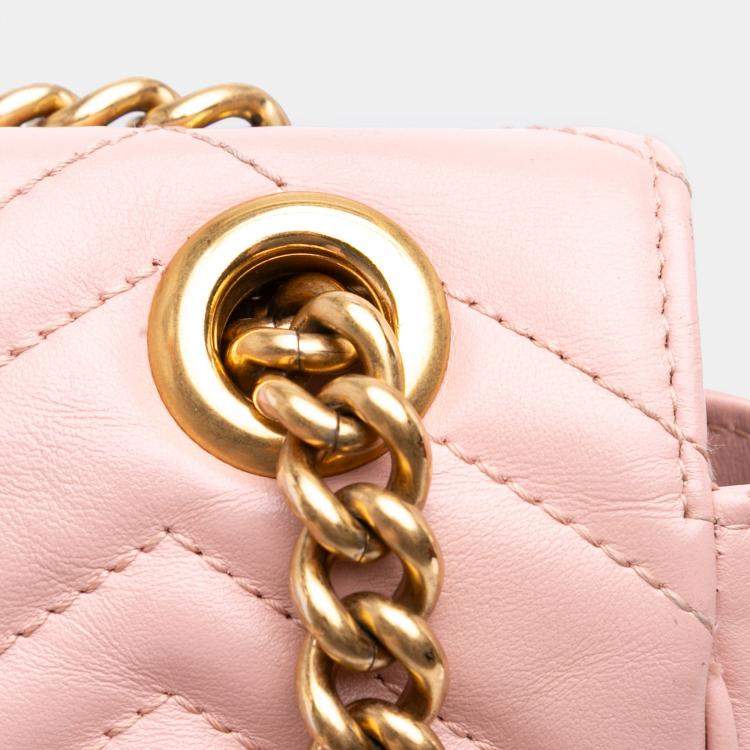 مملوكة مسبقًا Gucci Pink Small GG Marmont Matelasse Leather Shoulder Bag 