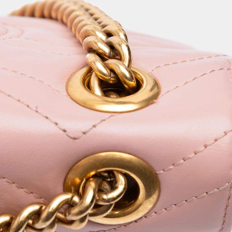 مملوكة مسبقًا Gucci Pink Small GG Marmont Matelasse Leather Shoulder Bag 