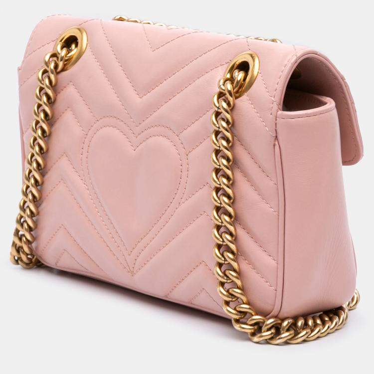 مملوكة مسبقًا Gucci Pink Small GG Marmont Matelasse Leather Shoulder Bag 