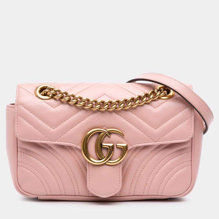 مملوكة مسبقًا Gucci Pink Small GG Marmont Matelasse Leather Shoulder Bag 