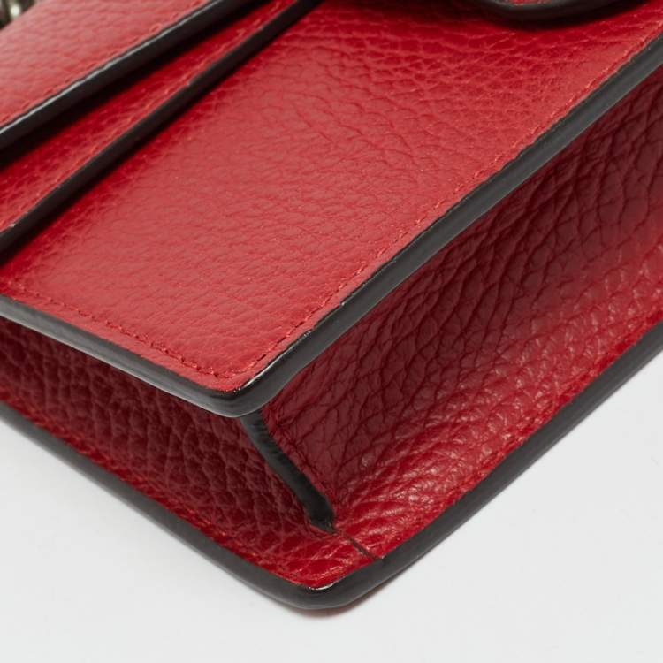 Pre Owned Gucci Dionysus Crystal Super Mini Red Leather Shoulder Bag