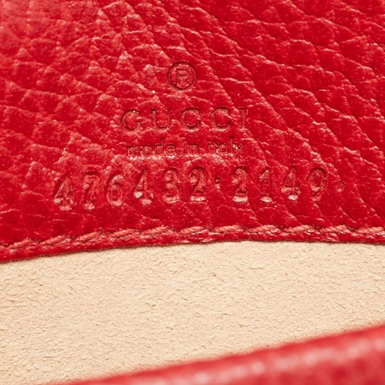 Pre Owned Gucci Dionysus Crystal Super Mini Red Leather Shoulder Bag