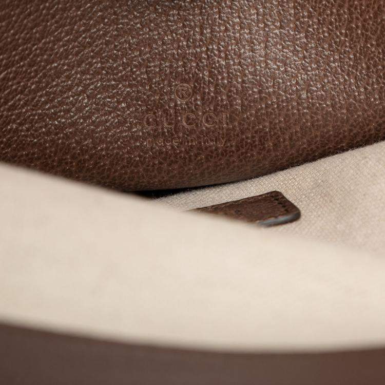 Pre Owned Gucci Brown GG Supreme Web Tiger Satchel