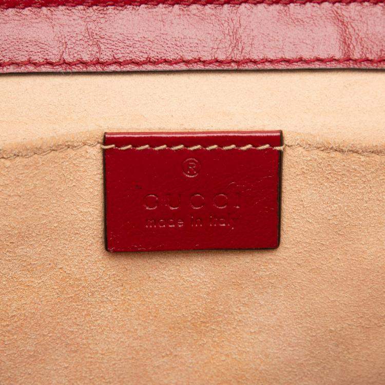 Pre Owned Gucci Brown Red Small GG Marmont Matelasse Diagonal GG Canvas and Leather Shoulder Bag