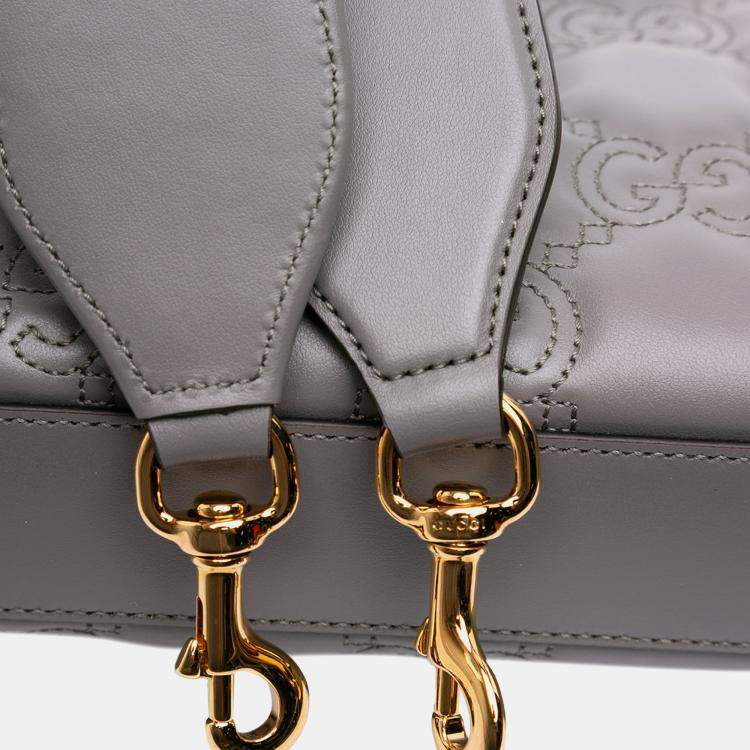 Pre Owned Gucci Grey Small GG Marmont Matelasse Leather Ophidia Chain Bag