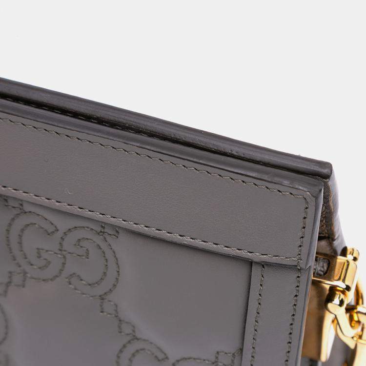 Pre Owned Gucci Grey Small GG Marmont Matelasse Leather Ophidia Chain Bag