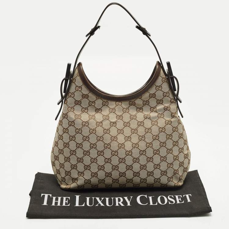 مملوكة مسبقًا Gucci Beige/Brown GG Canvas and Leather Hobo