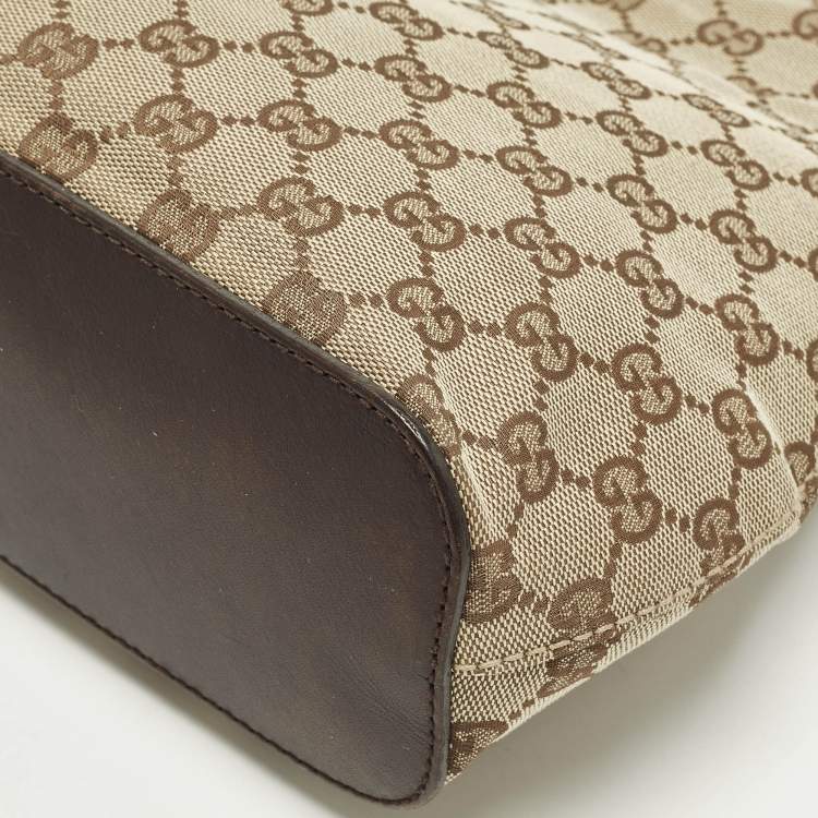 مملوكة مسبقًا Gucci Beige/Brown GG Canvas and Leather Hobo