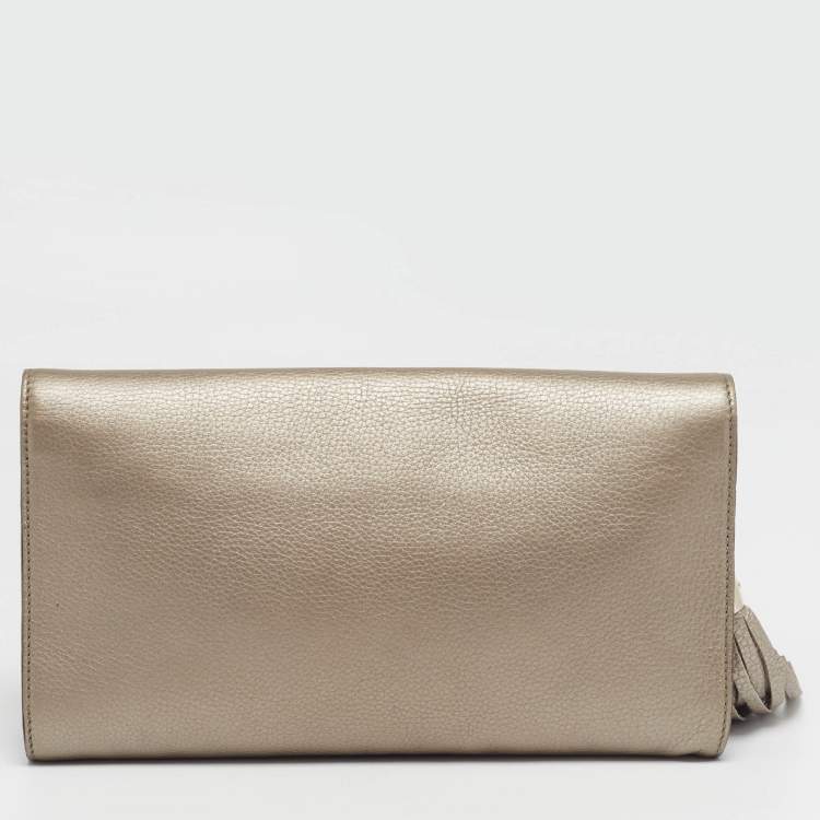 Pre Owned Gucci Beige Soho Tassel Leather Clutch