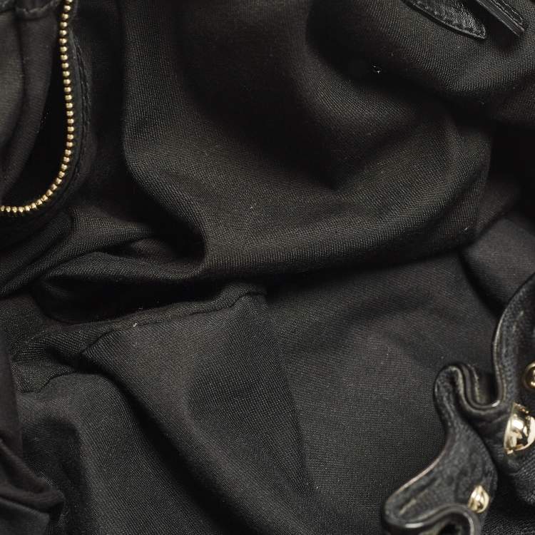 Pre Owned Gucci Pelham Studded Black GG Canvas and Leather Hobo