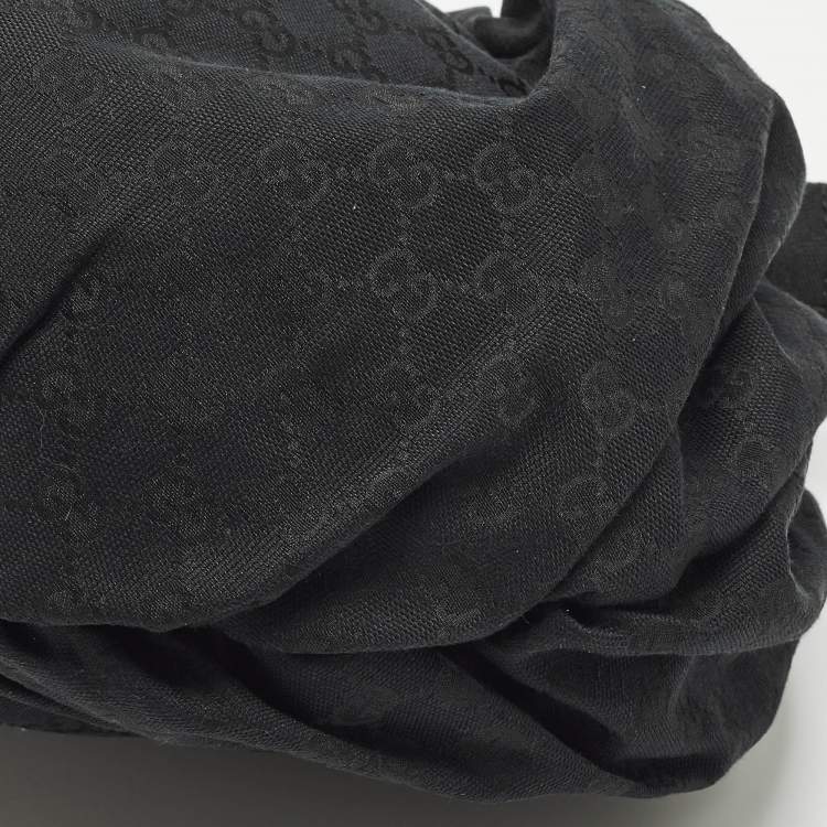 Pre Owned Gucci Pelham Studded Black GG Canvas and Leather Hobo