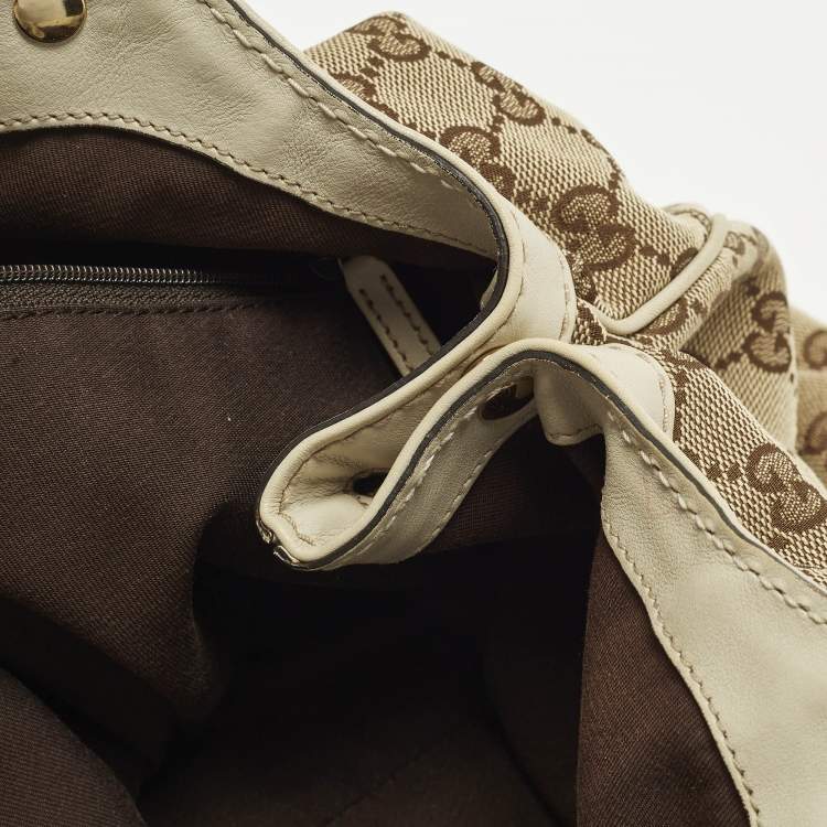 مملوكة مسبقًا Gucci Sukey Medium Beige GG Canvas and Leather Tote