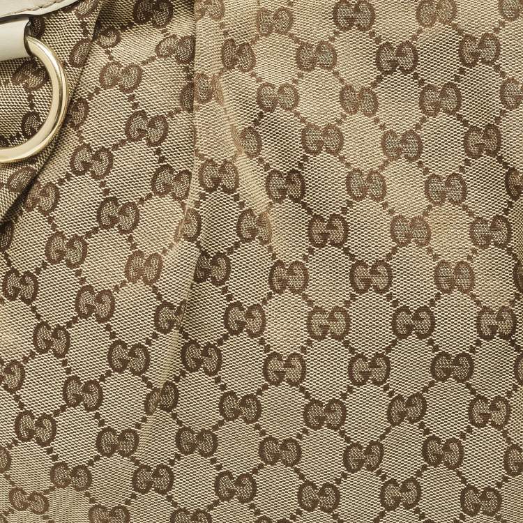مملوكة مسبقًا Gucci Sukey Medium Beige GG Canvas and Leather Tote