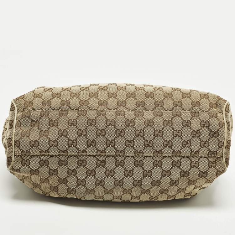 مملوكة مسبقًا Gucci Sukey Medium Beige GG Canvas and Leather Tote
