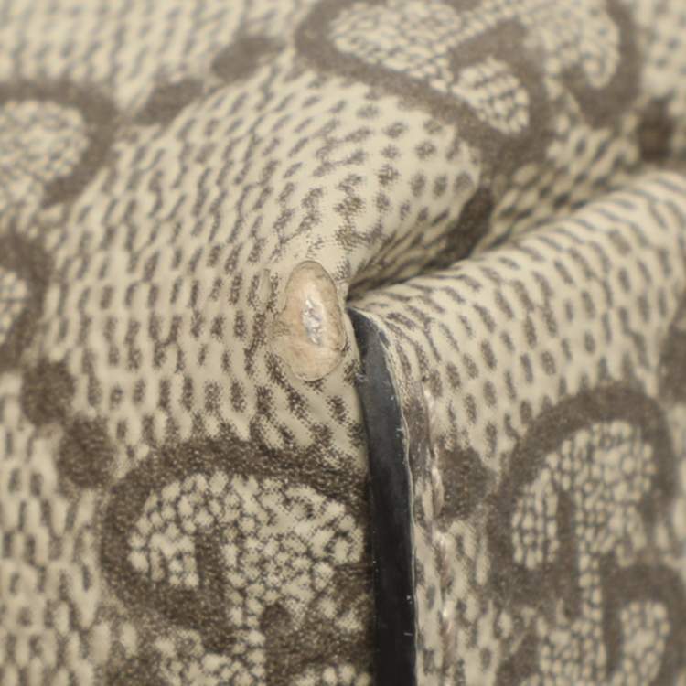 Pre Owned Gucci GG Emblem Large Beige/Brown Coated Canvas Tote