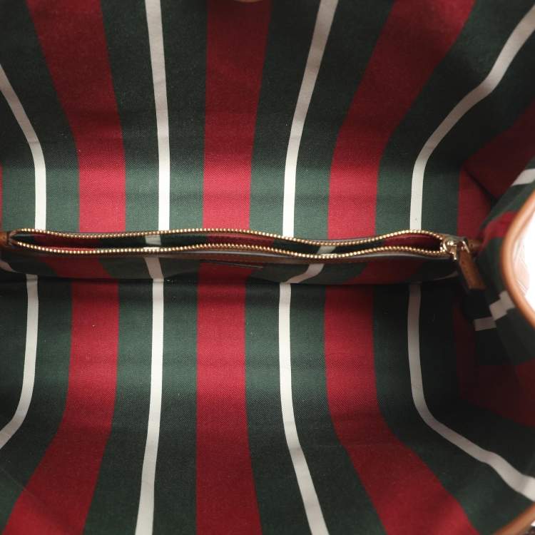 Pre Owned Gucci GG Emblem Large Beige/Brown Coated Canvas Tote