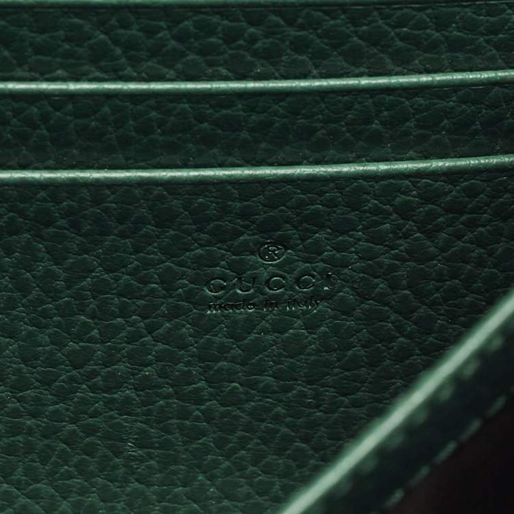 Pre Owned Gucci Crystal Dionysus Green Leather Wallet On Chain