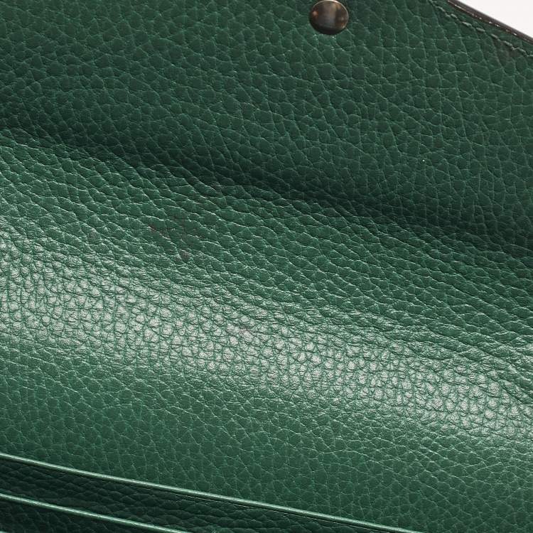Pre Owned Gucci Crystal Dionysus Green Leather Wallet On Chain