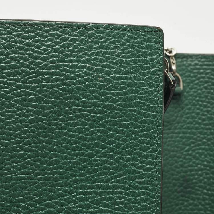 Pre Owned Gucci Crystal Dionysus Green Leather Wallet On Chain