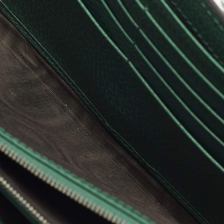 Pre Owned Gucci Crystal Dionysus Green Leather Wallet On Chain