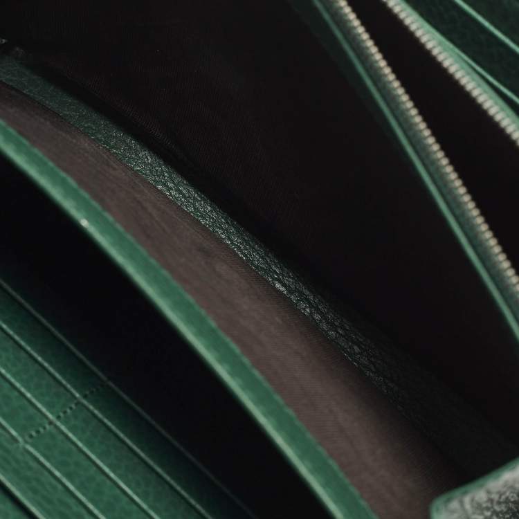 Pre Owned Gucci Crystal Dionysus Green Leather Wallet On Chain