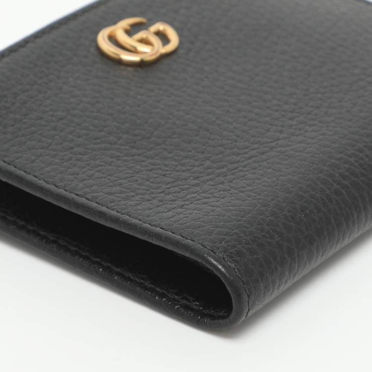 Pre Owned Gucci GG Marmont Black Leather Bifold Wallet