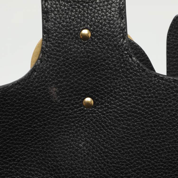 Pre Owned Gucci GG Marmont Floral Embroidered Embellished Black Leather Top Handle Bag