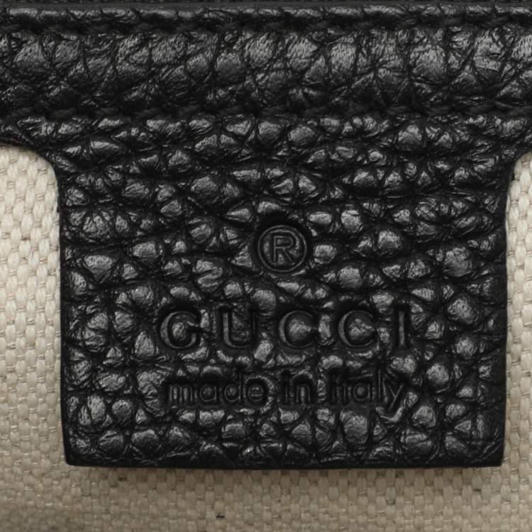Pre Owned Gucci GG Marmont Floral Embroidered Embellished Black Leather Top Handle Bag