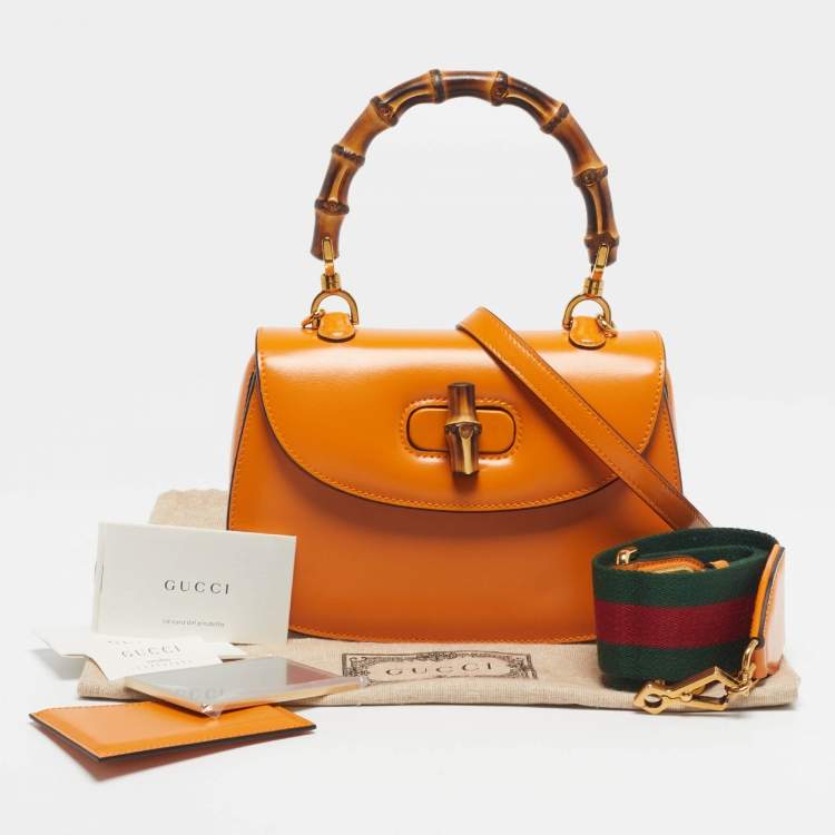 Pre Owned Gucci Bamboo 1947 Small Mustard Yellow Leather Top Handle Bag