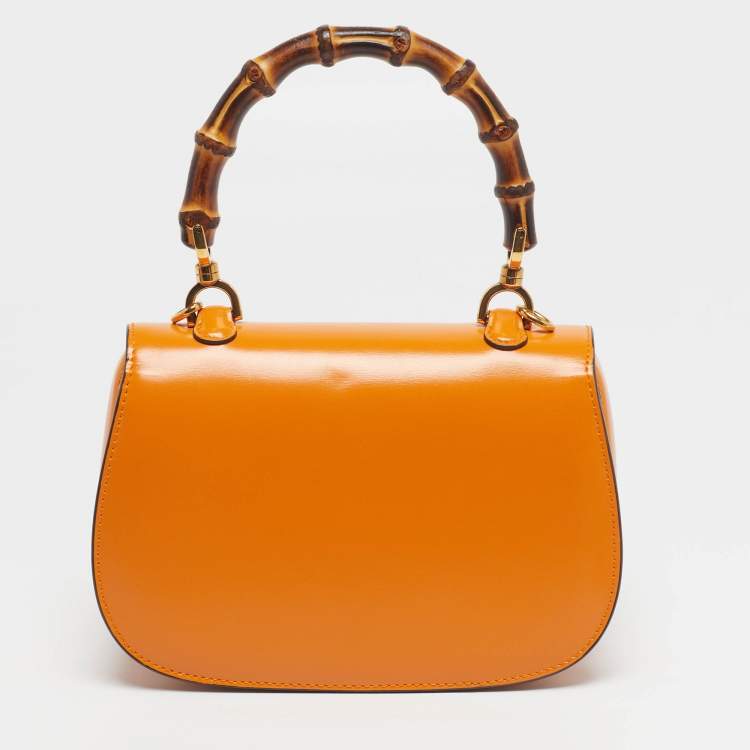 Pre Owned Gucci Bamboo 1947 Small Mustard Yellow Leather Top Handle Bag