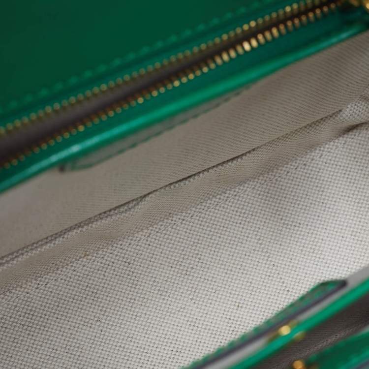 Pre Owned Gucci Bamboo 1947 Small Green Leather Top Handle Bag