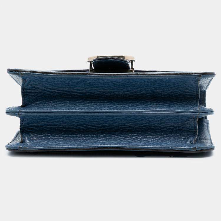 Pre Owned Gucci Blue Small Dollar Calfskin Interlocking G Crossbody