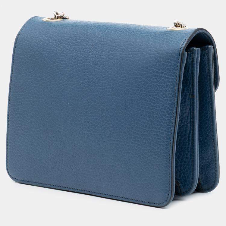 Pre Owned Gucci Blue Small Dollar Calfskin Interlocking G Crossbody