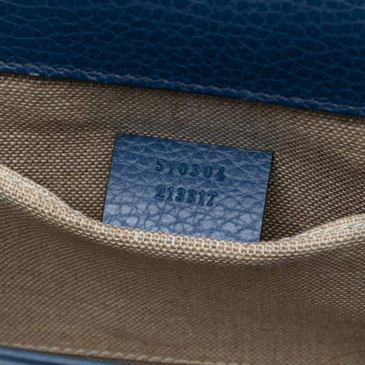 Pre Owned Gucci Blue Small Dollar Calfskin Interlocking G Crossbody