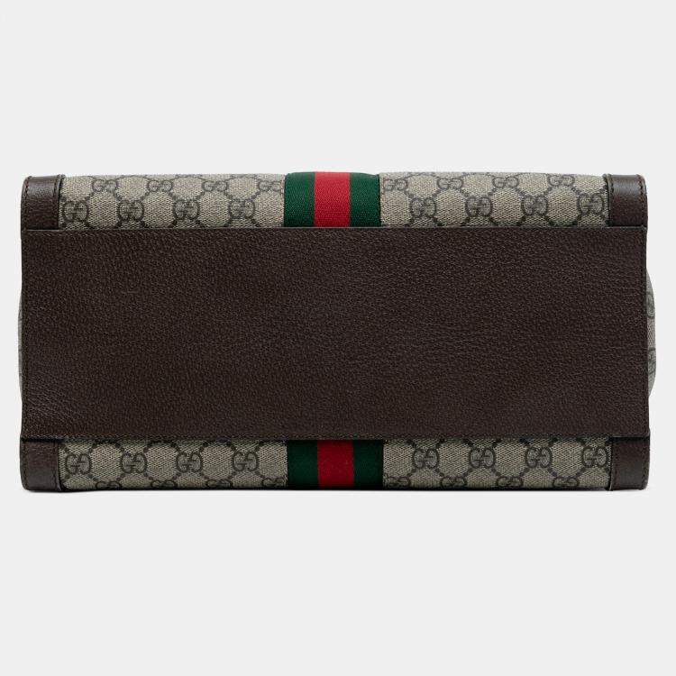 Pre Owned Gucci Brown GG Supreme Ophidia Satchel