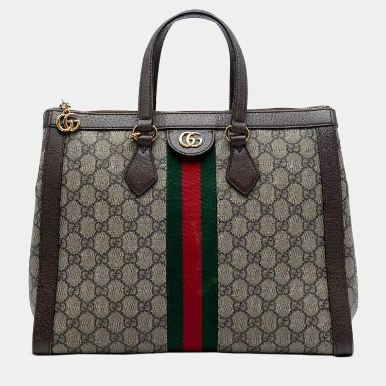 Pre Owned Gucci Brown GG Supreme Ophidia Satchel