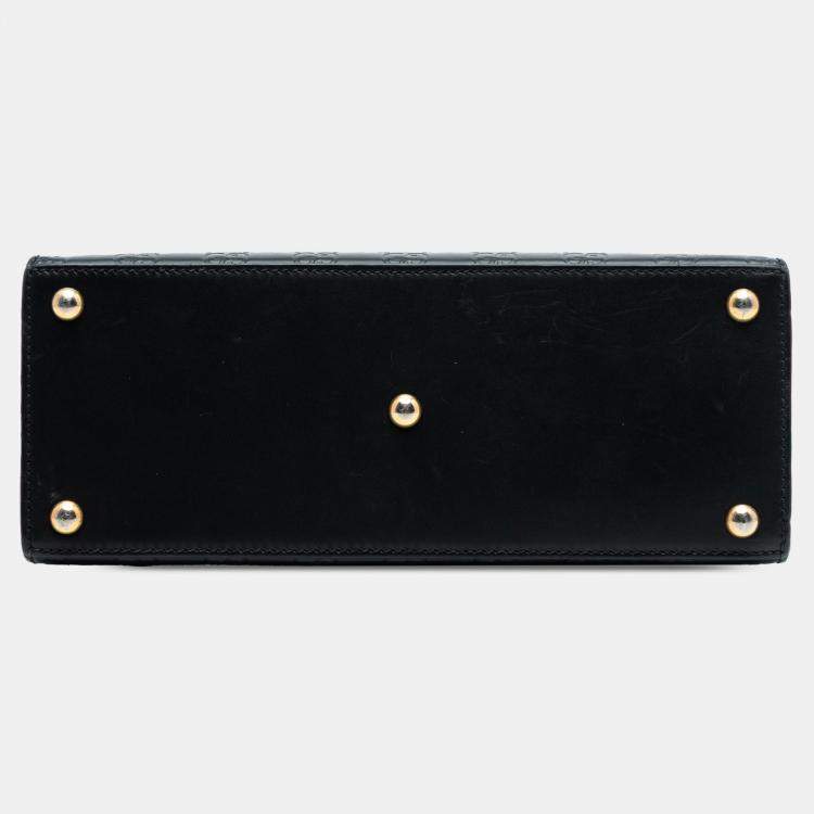 Pre Owned Gucci Black Small Guccissima Padlock Satchel