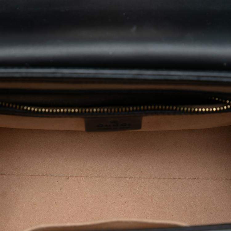 Pre Owned Gucci Black Small Guccissima Padlock Satchel