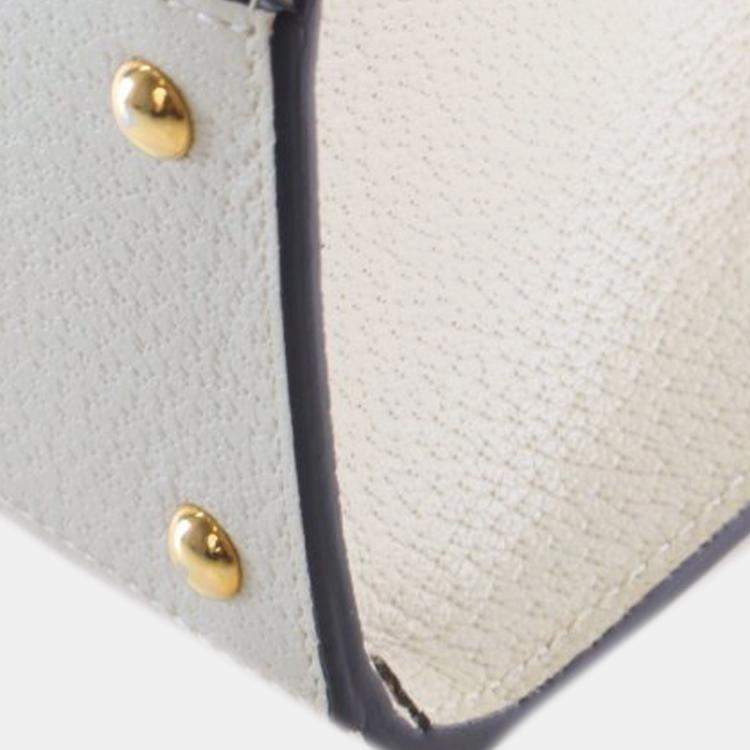 Pre Owned حقيبة توت غوتشي ديانا خشب البامبو جلد عجل أبيض صغيرة