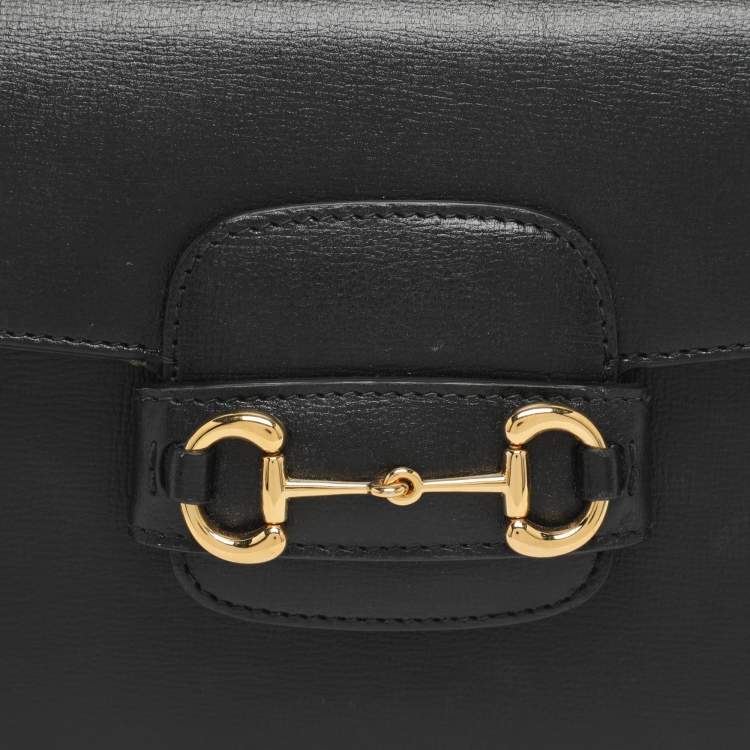 Pre Owned Gucci Horsebit 1955 Black Leather Top Handle Bag