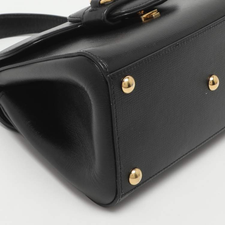 Pre Owned Gucci Horsebit 1955 Black Leather Top Handle Bag