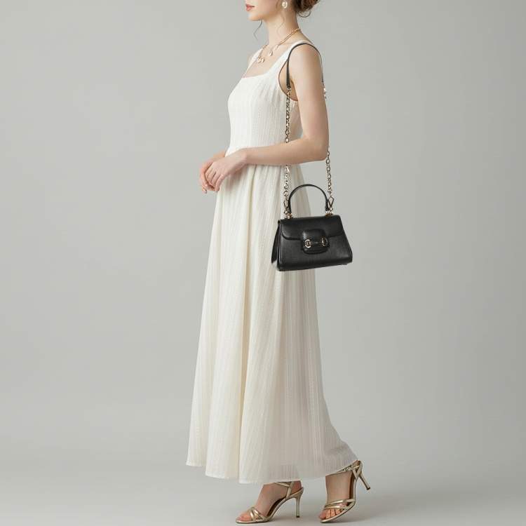 Pre Owned Gucci Horsebit 1955 Black Leather Top Handle Bag