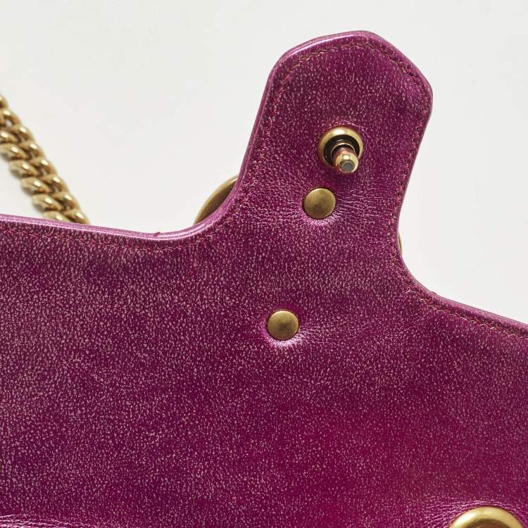 Pre Owned Gucci GG Marmont Flap Mini Multicolor Matelassé Leather Shoulder Bag