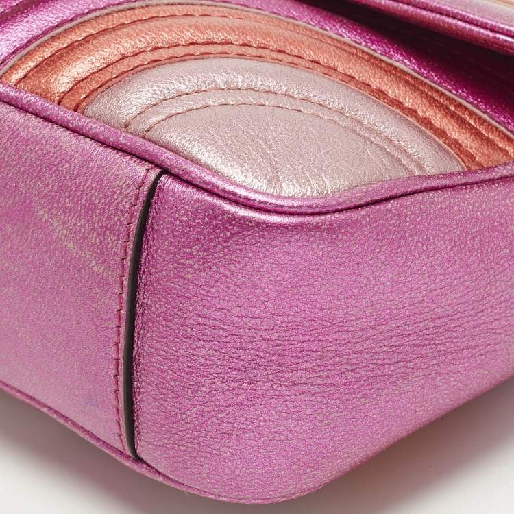 Pre Owned Gucci GG Marmont Flap Mini Multicolor Matelassé Leather Shoulder Bag