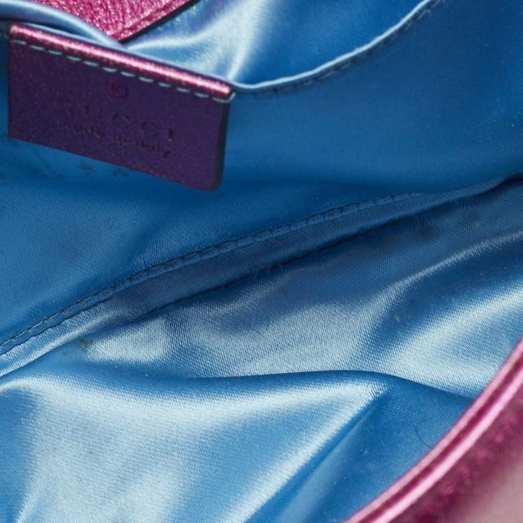 Pre Owned Gucci GG Marmont Flap Mini Multicolor Matelassé Leather Shoulder Bag